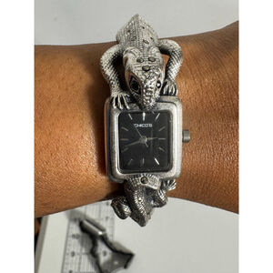 Chico's Women 1267 Dress Lizard Cuff Silver Bangle Quartz Analog Watch